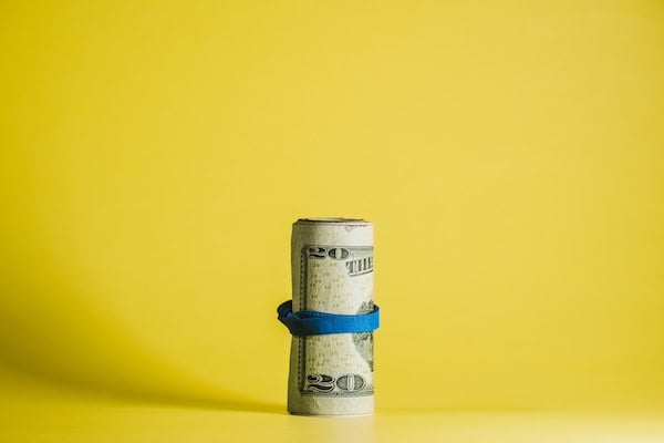 Money wrapped in rubber band